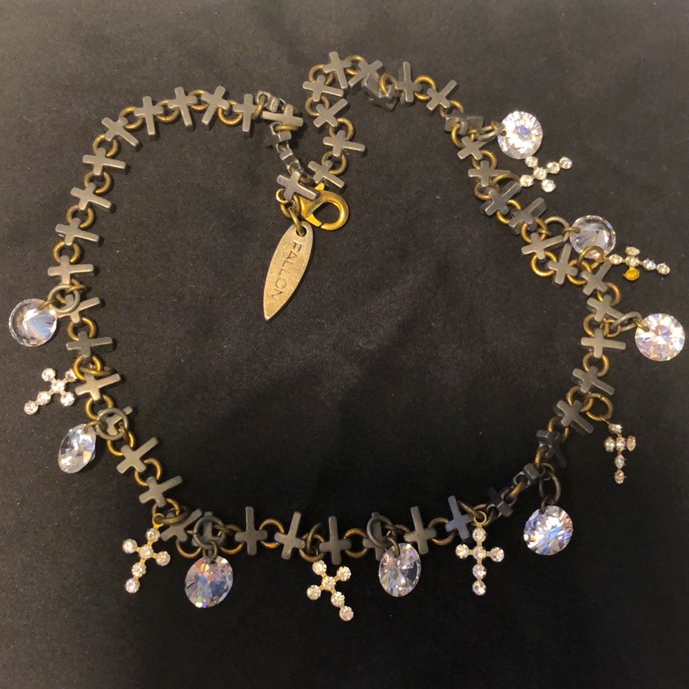 Fallon Necklace with Crosses and Crystals